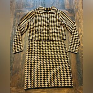 House of Harlow 1960 Black and Gold Houndstooth 2 Piece Dress And Jacket NWOT